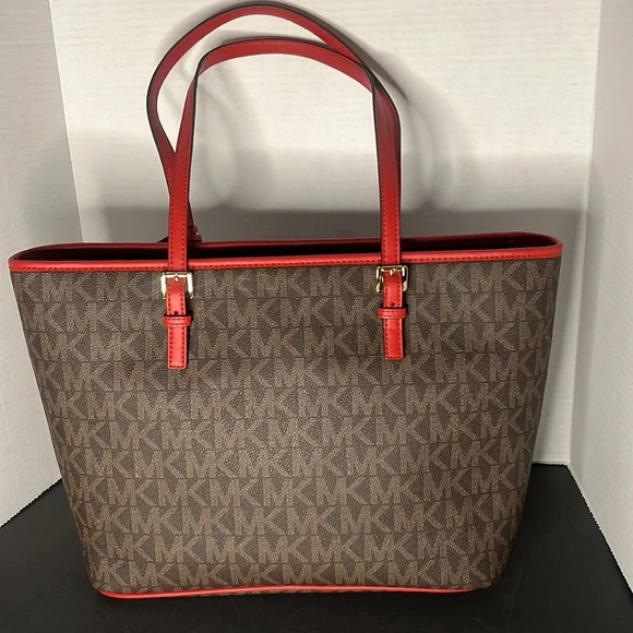 Michael Kors Monogram Bag Red Straps - Picture 3 of 4